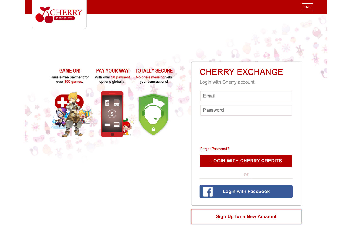 Cherry Exchange Old Login Screenshot