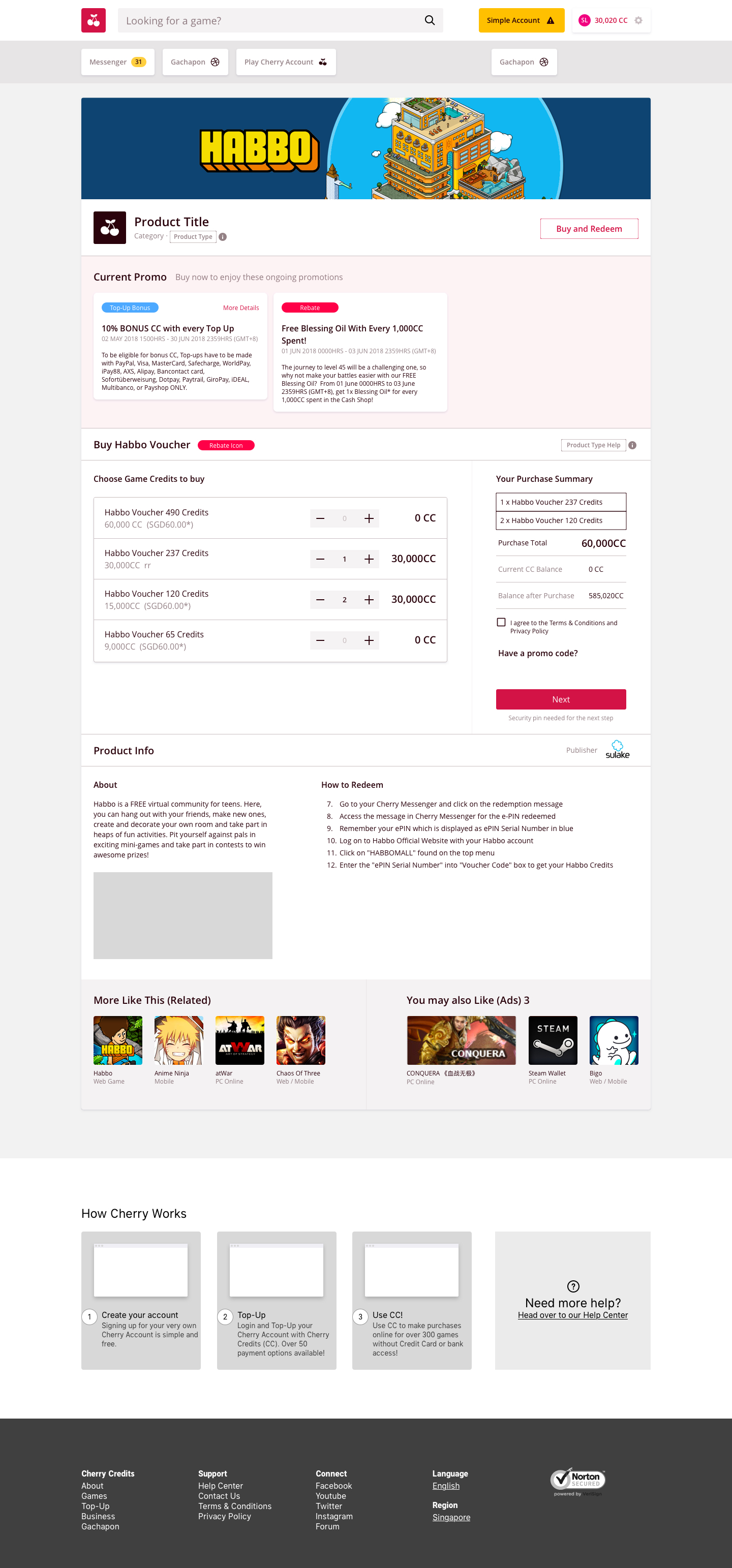 Single Product Page Wireframe